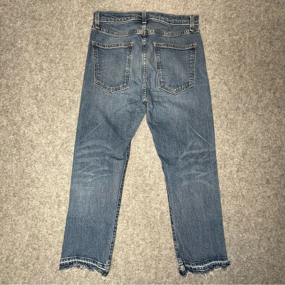 Veronica Beard Ines 10.75 Girlfriend Jeans in Pipeline Frayed Hem Crop Sz: 28 - Picture 4 of 9